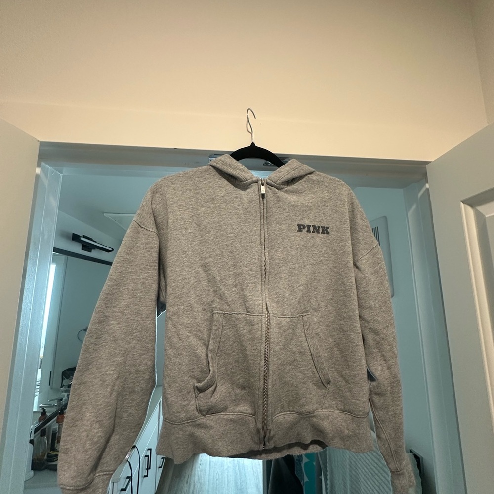PINK 86 Gray Zip-up hoodie
